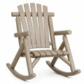 Silla mecedora de exterior tipo Adirondack de HDPE beige 78 cm x 94 cm x 105 cm con asiento de lamas