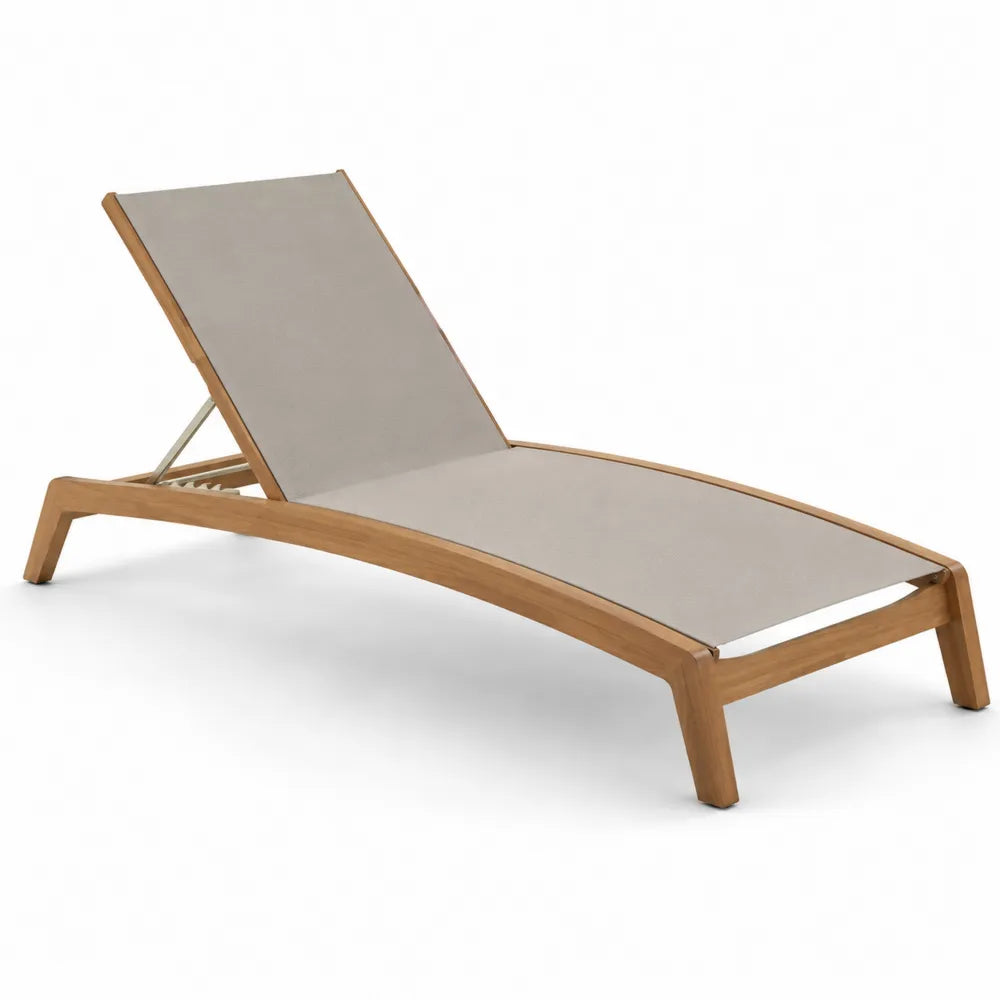 Tumbona de jardín reclinable 200 cm x 65 cm x 35 cm madera maciza de acacia textileno taupe