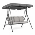 Balanc¨ªn de jard¨ªn de 3 plazas con toldo 200 cm x 120 cm x 170 cm acero gris oscuro con cojines grises