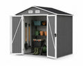 Caseta de almacenamiento exterior de acero galvanizado gris antracita 213 x 127 x 185 cm con doble puerta