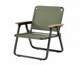 Silla plegable de exterior con brazos de acero negro verde oliva 55 cm x 60 cm x 78 cm con reposabrazos de madera