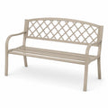 Banco de jard¨ªn de 2 plazas de aluminio fundido beige 125 cm x 58 cm x 88 cm con respaldo calado