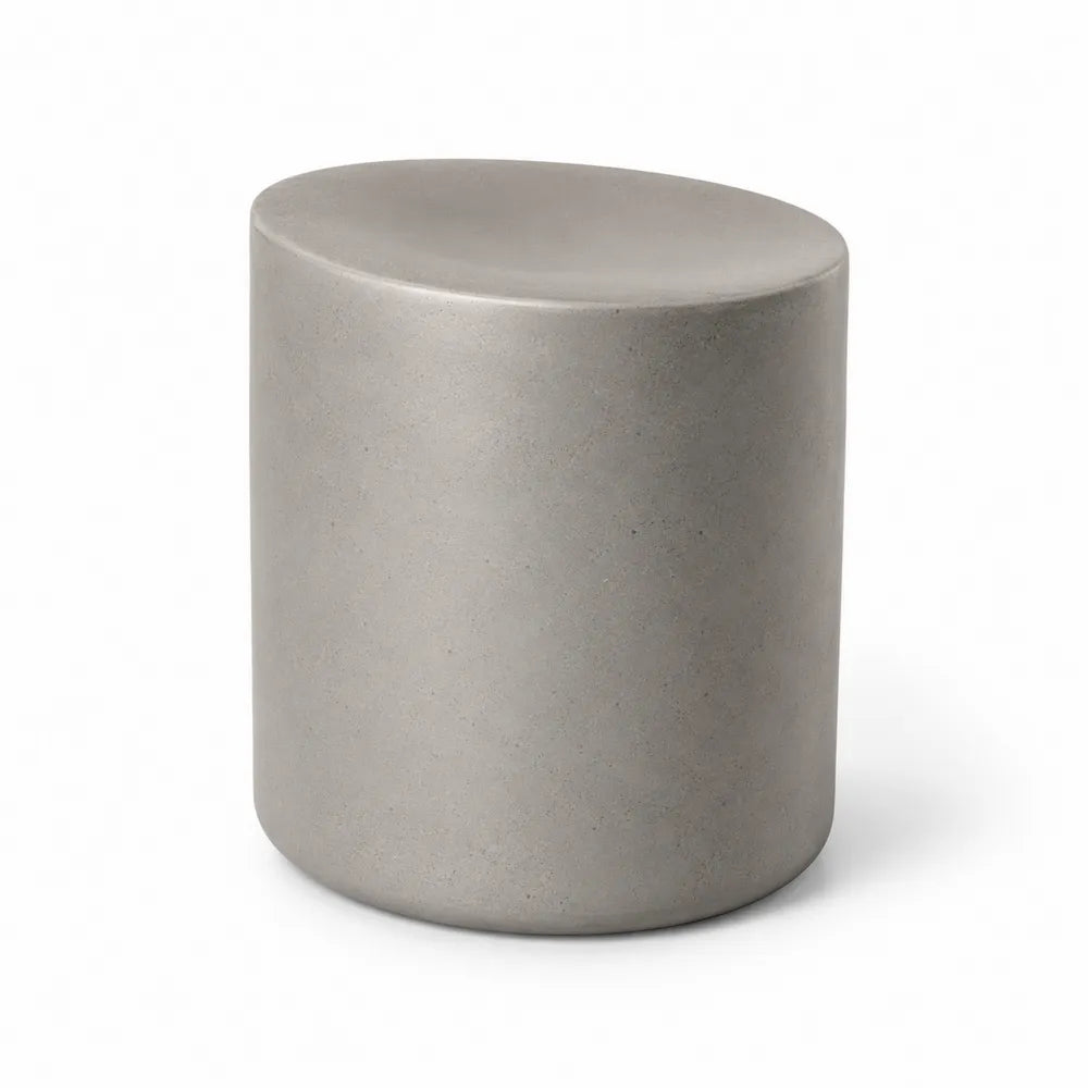 Mesa auxiliar de exterior cilíndrica de hormigón reforzado con fibra de vidrio gris 40 x 40 x 45 cm