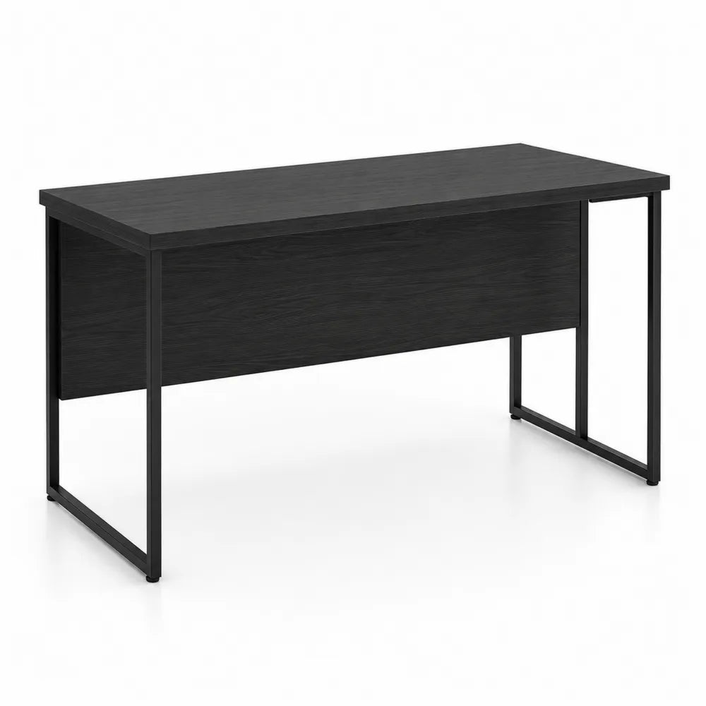 Escritorio de oficina 120 x 60 x 75 cm tablero de partículas melaminado negro con estructura de acero negro