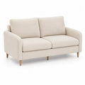 Sof¨¢ de dos plazas tapizado en tejido beige con patas de madera natural estructura de madera