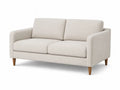 Sof¨¢ de 2 plazas tapizado en tejido beige con cojines patas de madera maciza estructura rectangular 160 x 85 x 85 cm