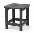 Mesa auxiliar de exterior cuadrada de HDPE gris oscuro 45 cm x 45 cm x 45 cm con tablero de lamas